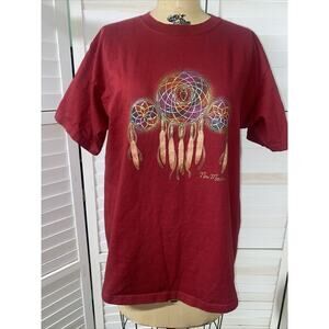 New Mexico Native American Dream Catcher Anvil 100% Cotton Red T shirt Sz Large